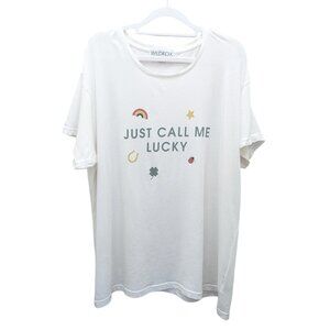 New Wildfox 'Just Call Me Lucky' Oversized Loose Tee T-Shirt Size Large